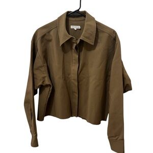 Good American Cropped Raw Hem Boxy Jacket Size Small